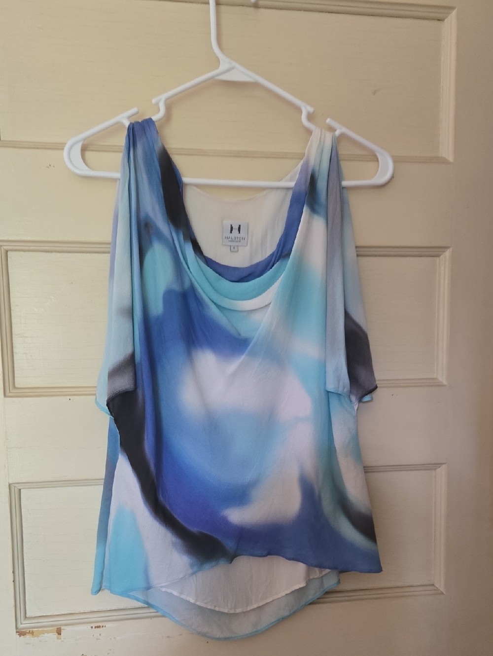 Halston Heritage Blue Ombre Silk Draped Camisole Size 0
